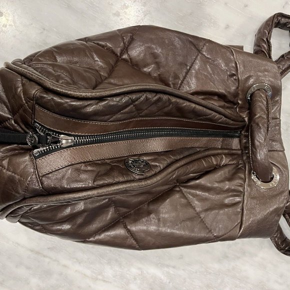 MONCLER Quilted Leather Sac/Bag Puffy Dark Brown. No Flaws! ER $ 1199 - Picture 4 of 16